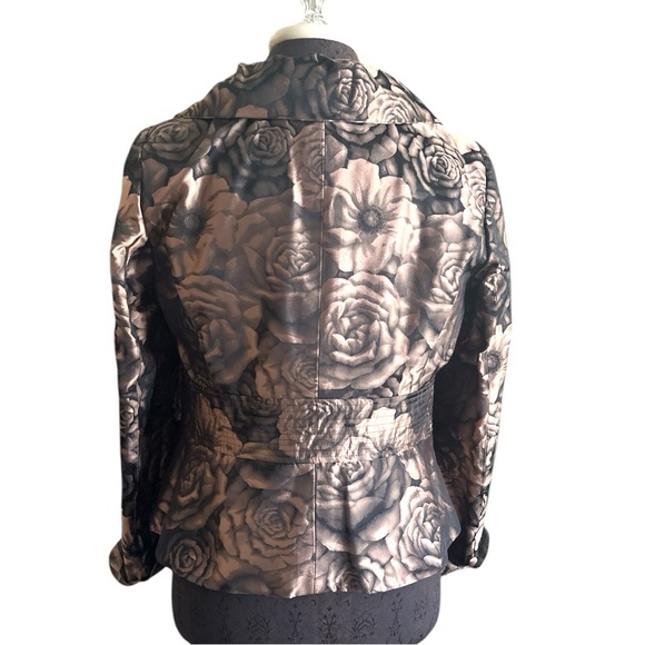 ARMANI COLLEZIONI ROSE GOLD GROSGRAIN PEPLUM JACKET WITH A ROSE DESIGN Size 12 - Picture 4 of 11